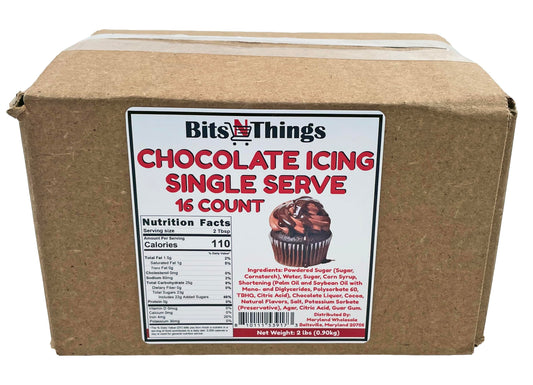 Bits N Things Chocolate Icing 2 oz. Packet | Gluten-Free, Kosher, & Vegan | Made in America | Dessert Topping & Decoration | 16 Count