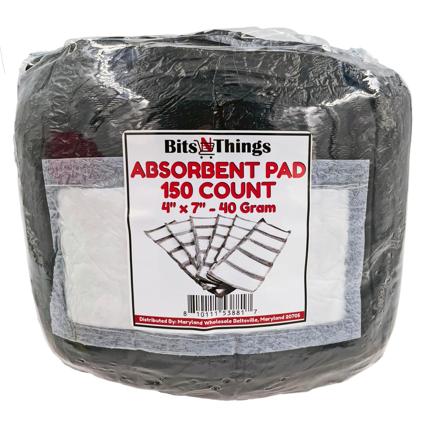 Bits N Things Absorbent Pads | Disposable Standard Supermarket Meat Poultry Frozen Food Pad | 4 x 7 | 40 gram | Pack of 150 (Black)