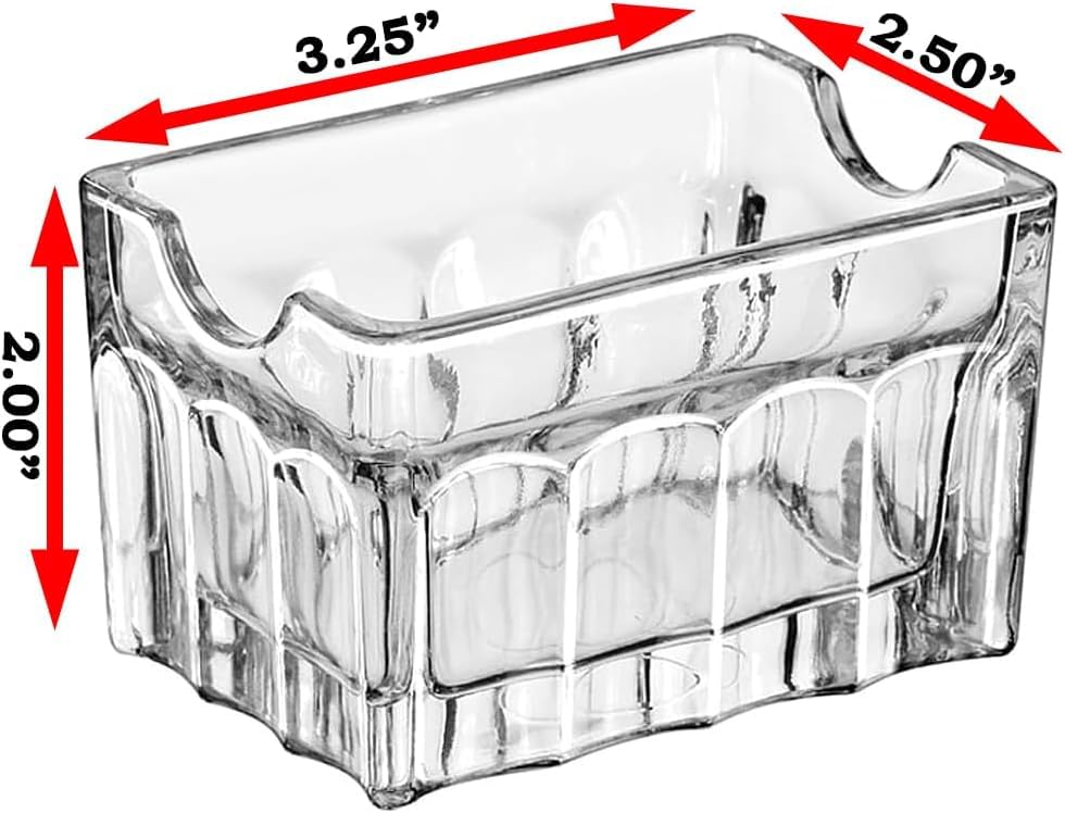 Bits N Things Clear Glass Sugar Packet Holder Caddy | Made in America | Pack of 2