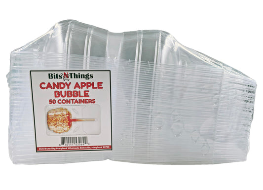 Bits N Things Clear Large Candied Apple Containers Boxes 50 Pack - Great for Standard and Large Size Apples