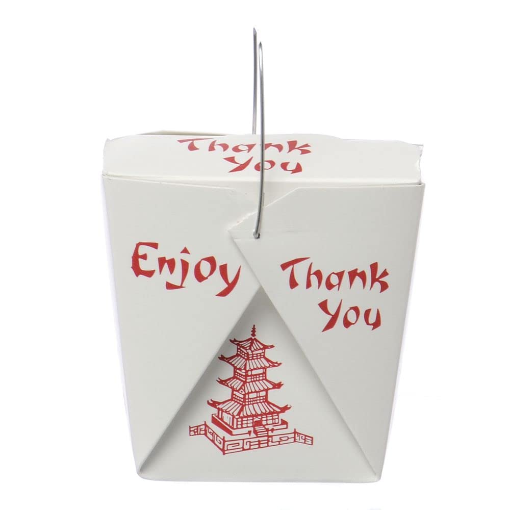 Bits N Things Pagoda Chinese Take Out Boxes with Wire Handle 16 Oz/Pint Size (25 Count)