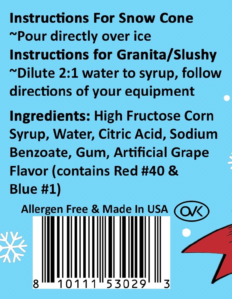 Snow Cone Flavoring Syrup 1 Gallon | Bits N Things | (128 fl oz., Grape)