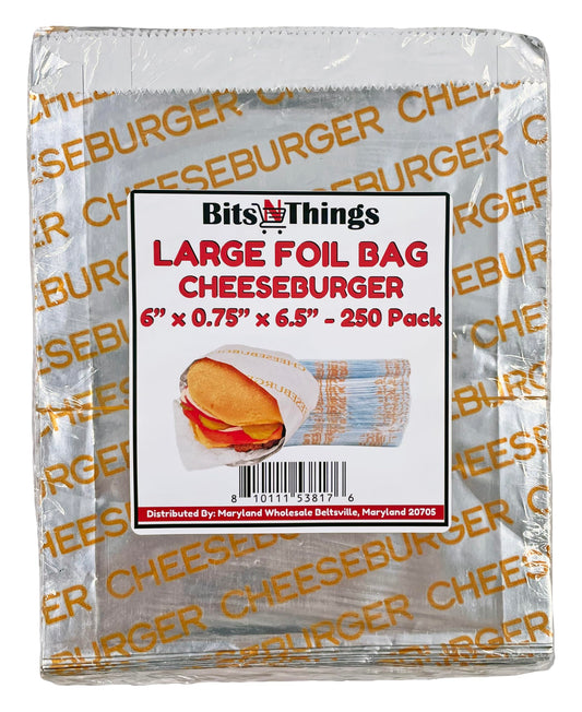 Bits N Things Large Cheeseburger Bag | 6" x 6.5" x 0.75" | Kosher, Insulated, Grease Resistant Wrapper | 250 Count