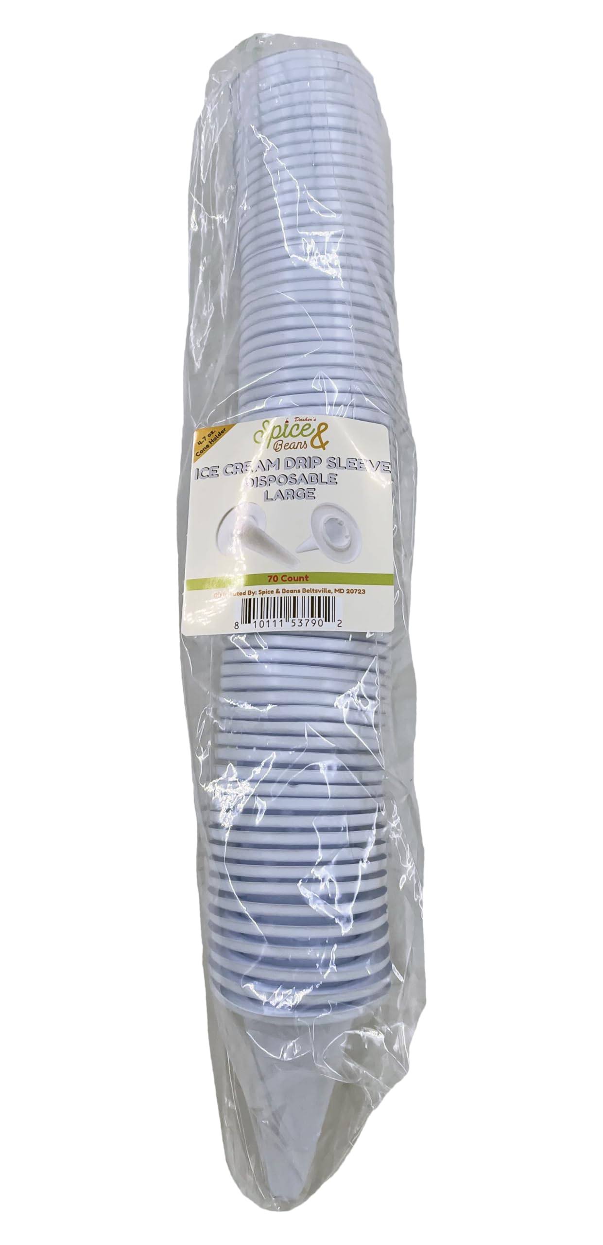 Disposable Ice Cream Cone Drip Catcher Sleeve - 70ct - Large Pointed Cone 4-7oz