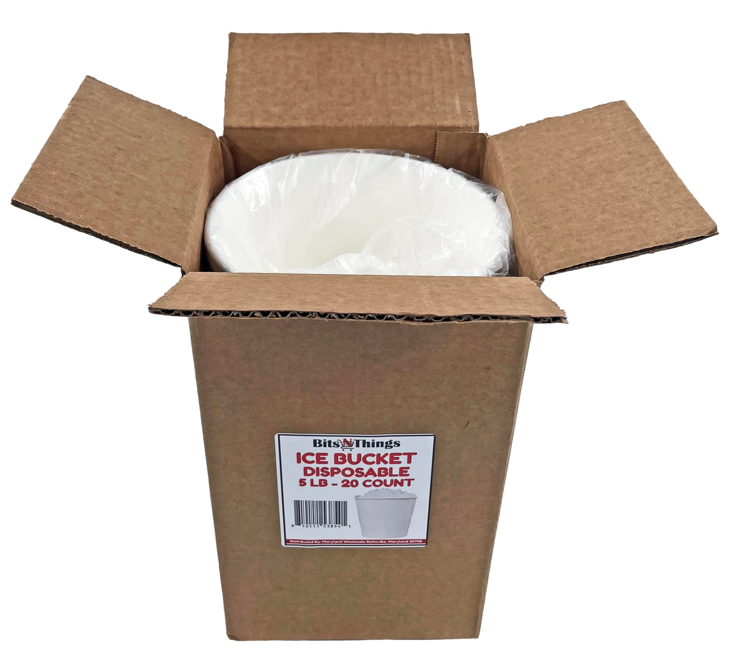 Bits N Things White Paper Ice Bucket | Disposable | 5 lb. Capacity | 20 Count