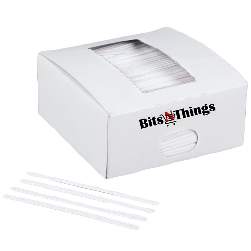 Bits N Things Twist Ties for Bags | Bulk 2000 Pack with Dispenser Box | 4" Coated Wire Ties Reusable Bread (White)