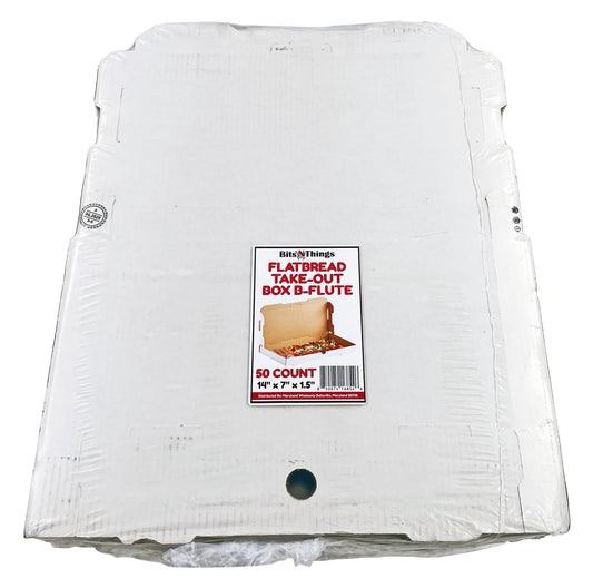 Bits N Things Flatbread Take-Out Container | B-Flute Box | 50 Count