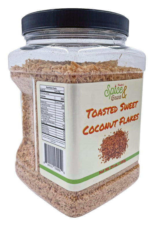 Toasted Sweet Coconut Flakes | by Dasher's Spice & Beans | 1.5 lb Container