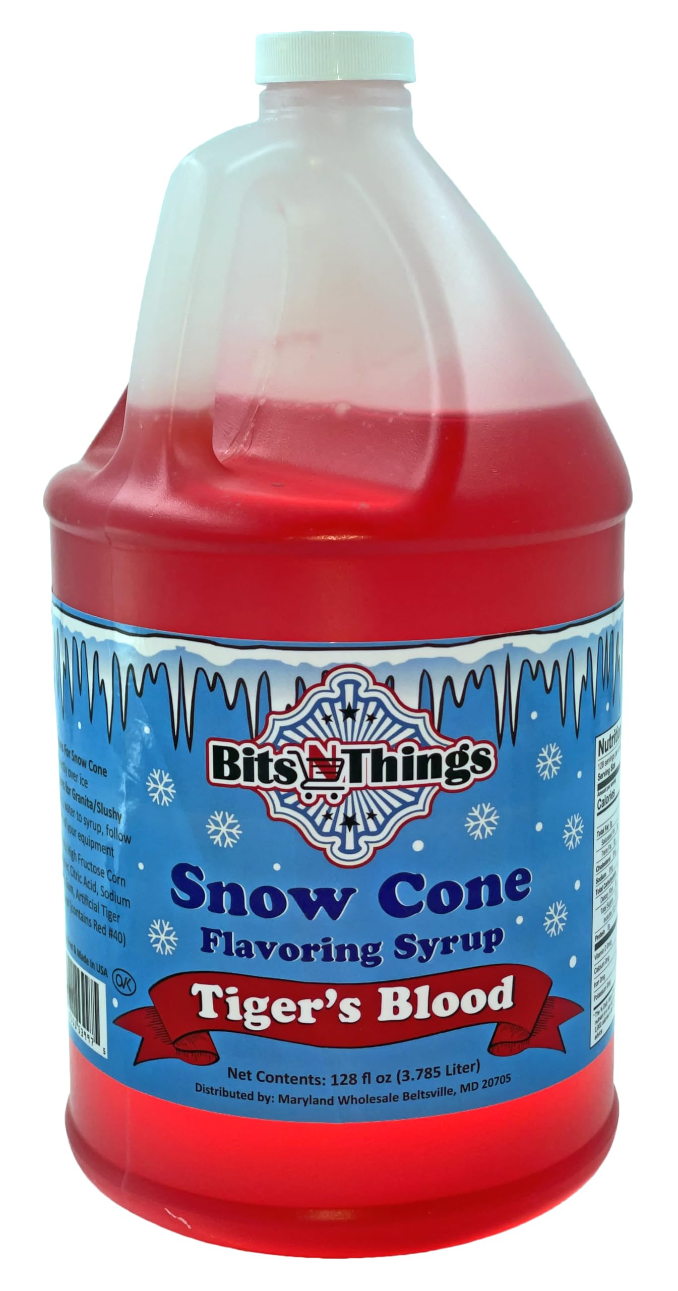 Bits N Things Tiger's Blood Snow Cone Syrup | Slushy & Granita | Kosher | Made In America | 1 Gallon