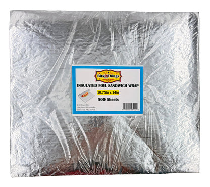Bits N Things Insulated Foil Sandwich Wrap Sheets 10.75" x 14" | Pack of 500