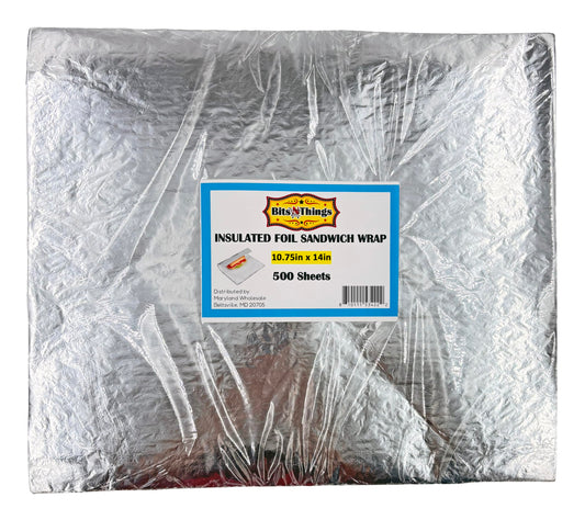 Bits N Things Insulated Foil Sandwich Wrap Sheets 10.75" x 14" | Pack of 500