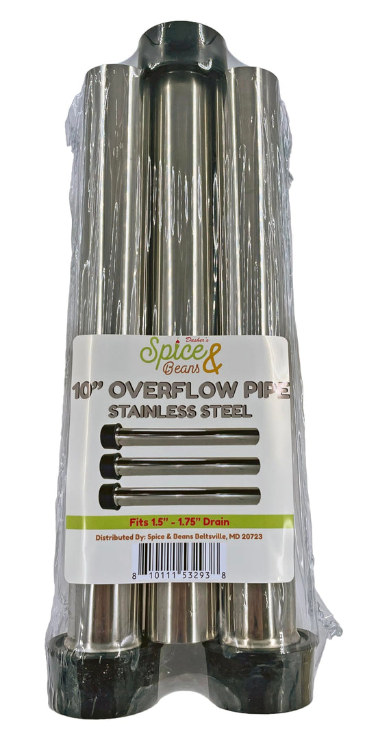 10" Stainless Steel Bar Sink Overflow Pipe 3-Pack | 1 1/2" Drain Diameter | by Dasher's Spice & Beans