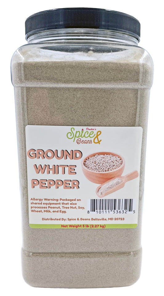 Ground White Pepper by Dasher's Spice & Beans | 5 lb Container