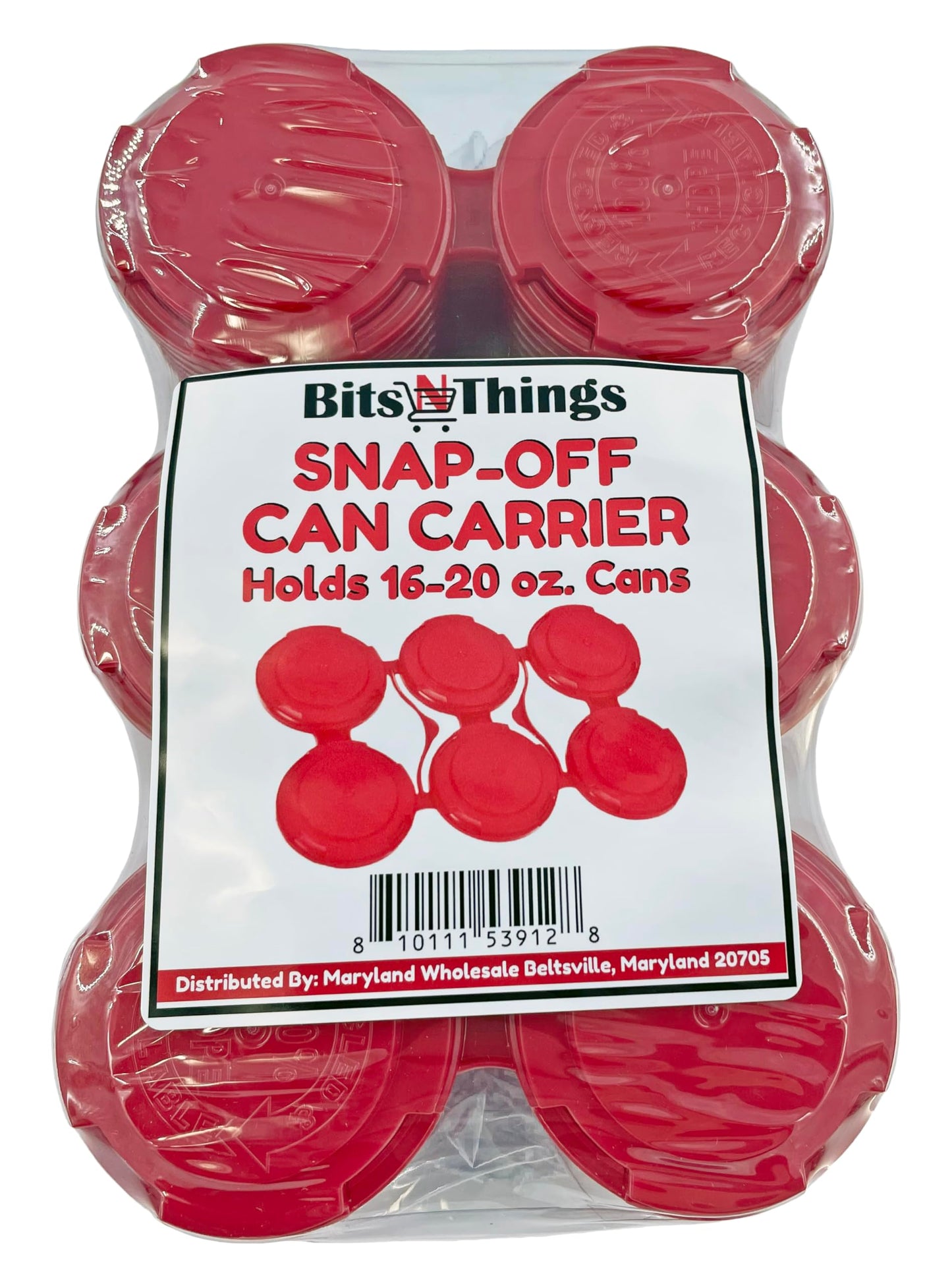 Bits N Things Snap Off Reusable Beer Can Holder/Carrier Pack | 100% Recycled Plastic | 12 oz. or 16 oz. Can | USA Made | Brewery Homebrewing Beverage Canner - Pack of 20 (Red Six Can)