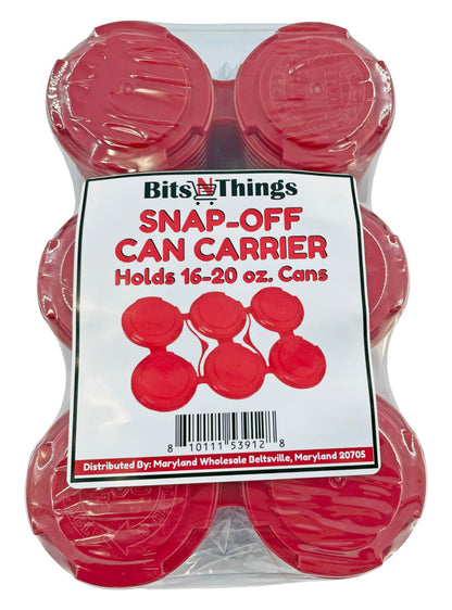 Bits N Things Snap Off Reusable Beer Can Holder/Carrier Pack | 100% Recycled Plastic | 12 oz. or 16 oz. Can | USA Made | Brewery Homebrewing Beverage Canner - Pack of 20 (Red Six Can)