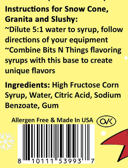 Bits N Things Flavoring Syrup | Gluten-Free | Snow Cone and Snowball |