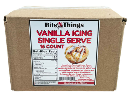 Bits N Things Vanilla Icing 2 oz. Packet | Gluten-Free, Kosher, & Vegan | Made in America | Dessert Topping & Decoration | 16 Count