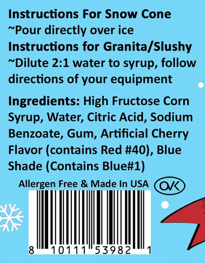 Bits N Things Cherry Snow Cone Syrup | Slushy & Granita | Kosher | Made In America | 1 Gallon