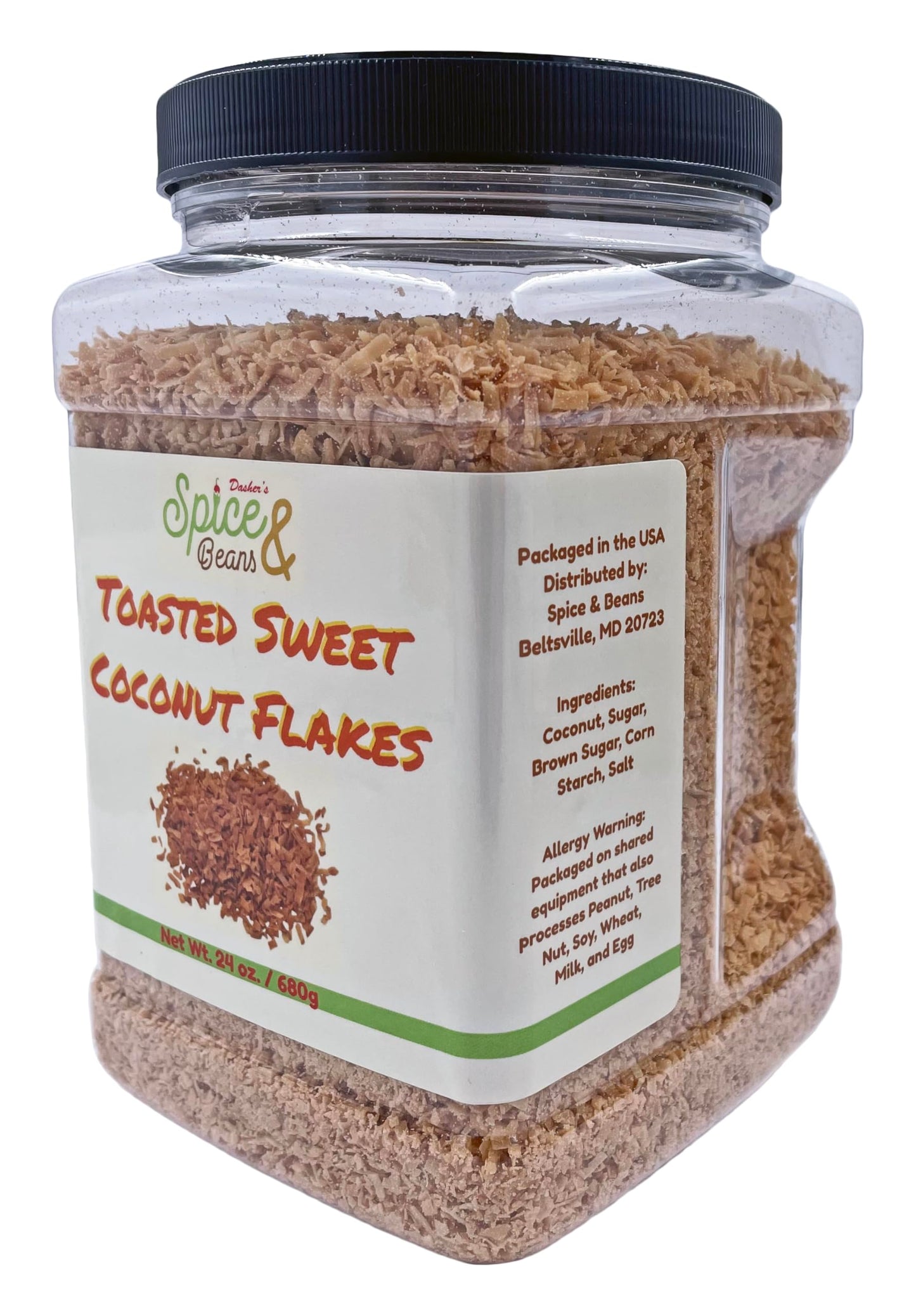 Toasted Sweet Coconut Flakes | by Dasher's Spice & Beans | 1.5 lb Container