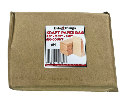 Bits N Things Kraft Paper Bag #1 | 3.5" x 2.37" x 6.87" | Standard Duty | 500 Count
