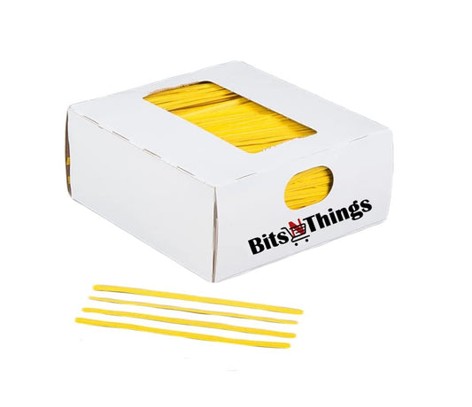 Bits N Things Twist Ties for Bags | Bulk 2000 Pack with Dispenser Box | 4" Coated Wire Ties Reusable Bread (Yellow)