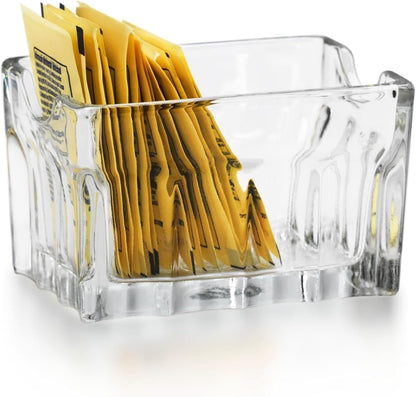 Bits N Things Clear Glass Sugar Packet Holder Caddy | Made in America | Pack of 2