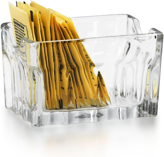 Bits N Things Clear Glass Sugar Packet Holder Caddy | Made in America | Pack of 2