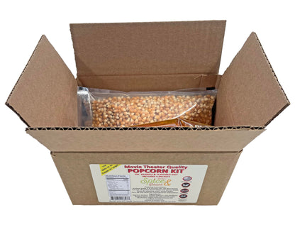 Home Theater All in One Popcorn Kit | Portion Packets with Kernels, Oil and Flavored Salt | By Dasher's Spice & Beans | Pack of 4