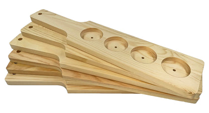 DASHER'S SPICE & BEANS Wood Flight Paddle | 4 Compartment | Wine or Beer Tasting |