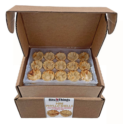 Bits N Things Mini Phyllo (Fillo) Shells | Fully Baked | Vegan & Kosher |15 Per Box (3 Boxes)