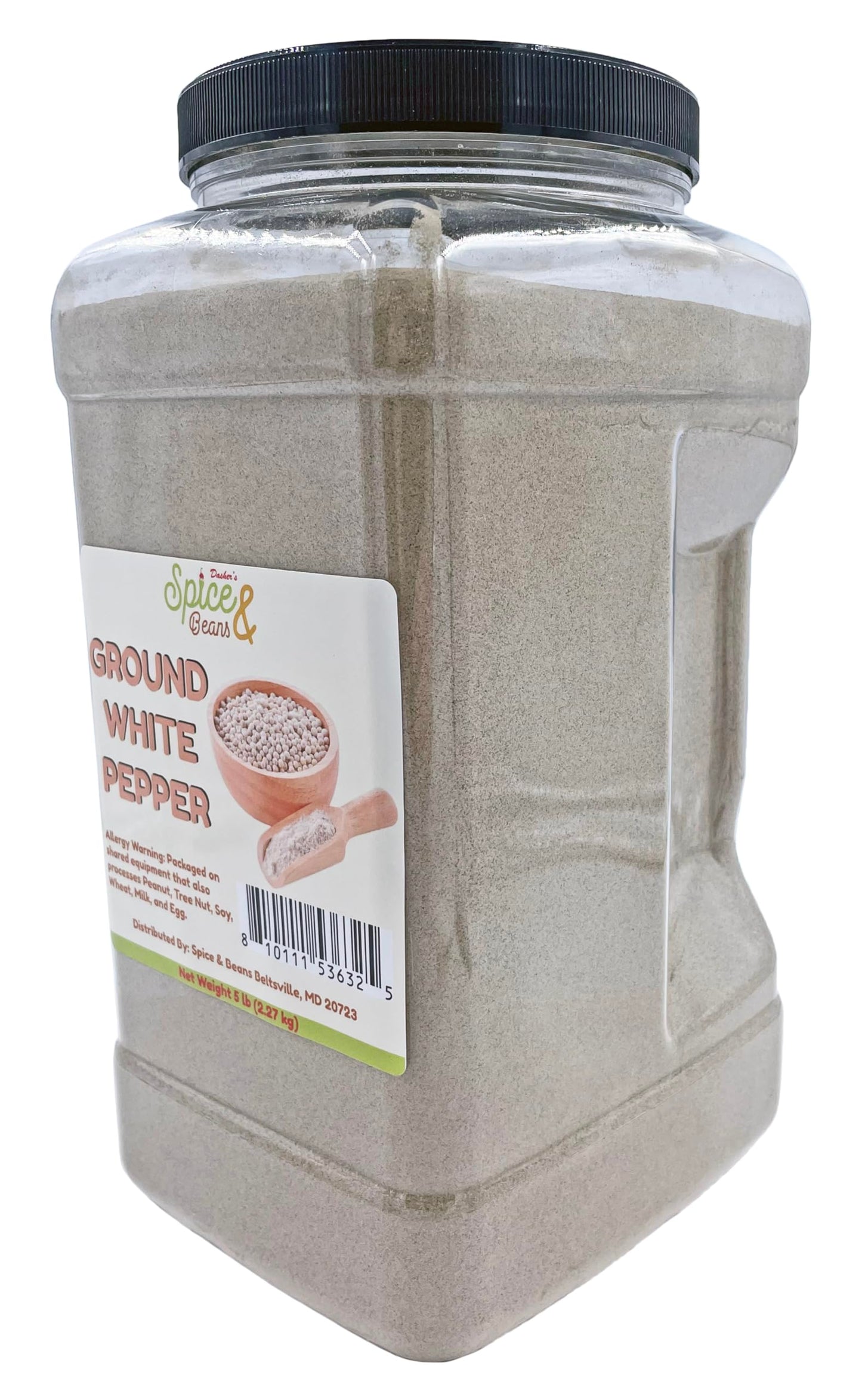 Ground White Pepper by Dasher's Spice & Beans | 5 lb Container