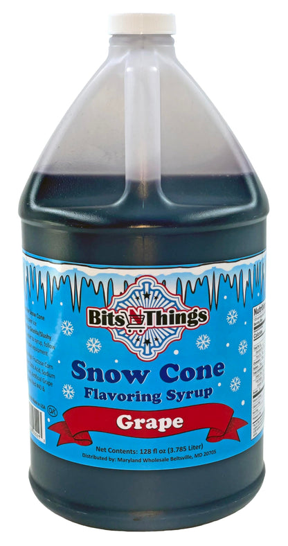 Snow Cone Flavoring Syrup 1 Gallon | Bits N Things | (128 fl oz., Grape)