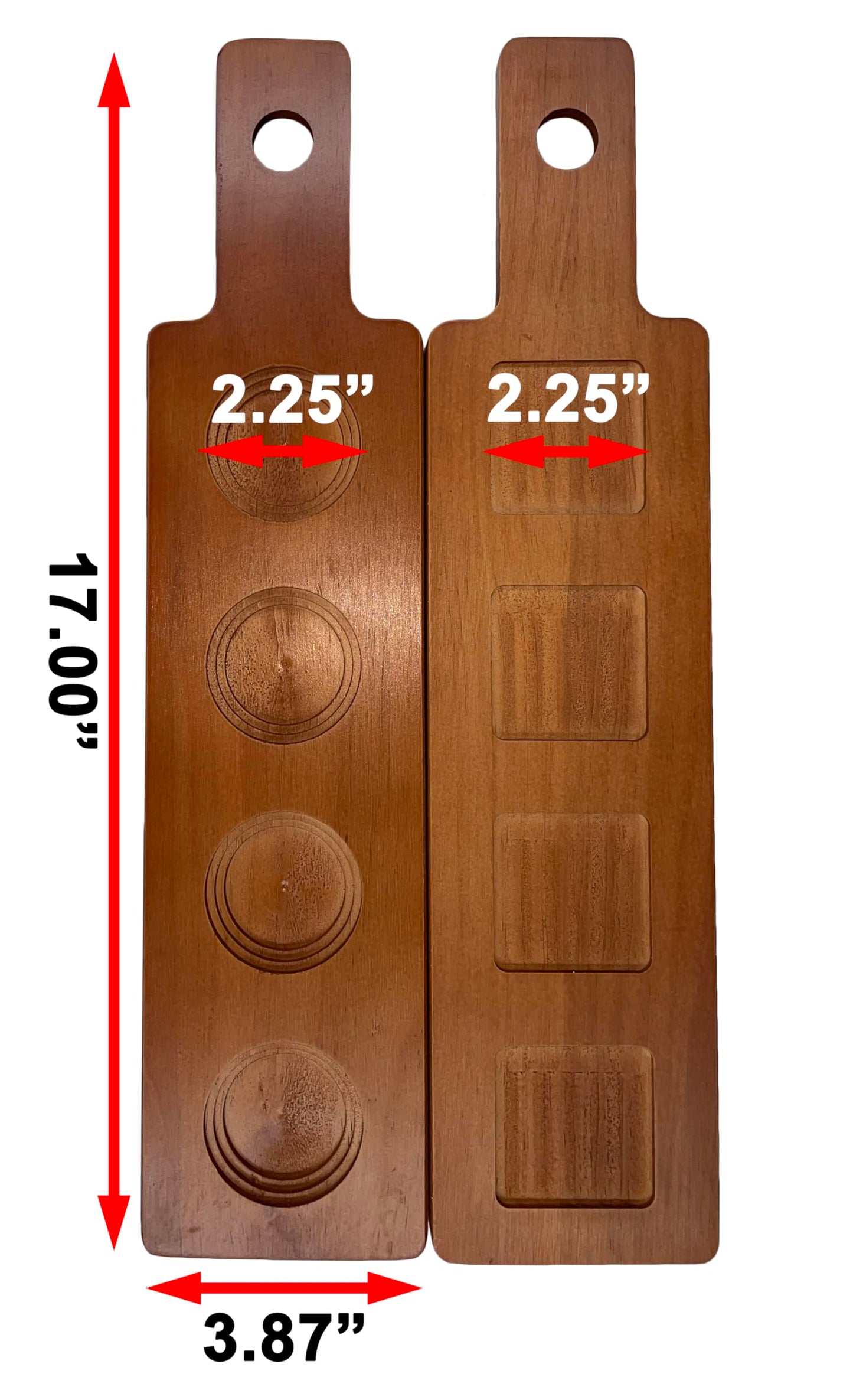 DASHER'S SPICE & BEANS Wood Flight Paddle | 4 Compartment | Wine or Beer Tasting |