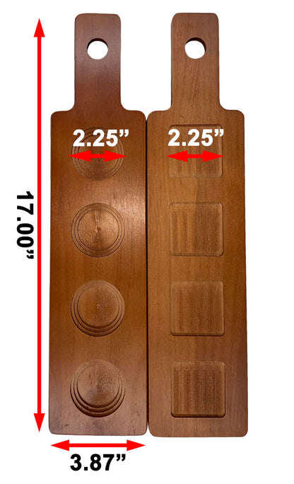DASHER'S SPICE & BEANS Wood Flight Paddle | 4 Compartment | Wine or Beer Tasting |