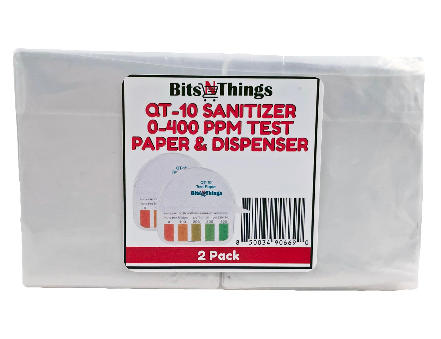 Bits N Things QT-10 Quaternary Quaternary Sanitizer Test Tape 15 feet Roll - 0-400ppm (2 Pack)