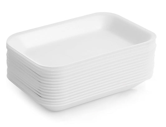 Bits N Things White Foam Meat Trays | Disposable Standard Supermarket Meat Poultry Frozen Food Tray | Arts & Crafts | 50 Count