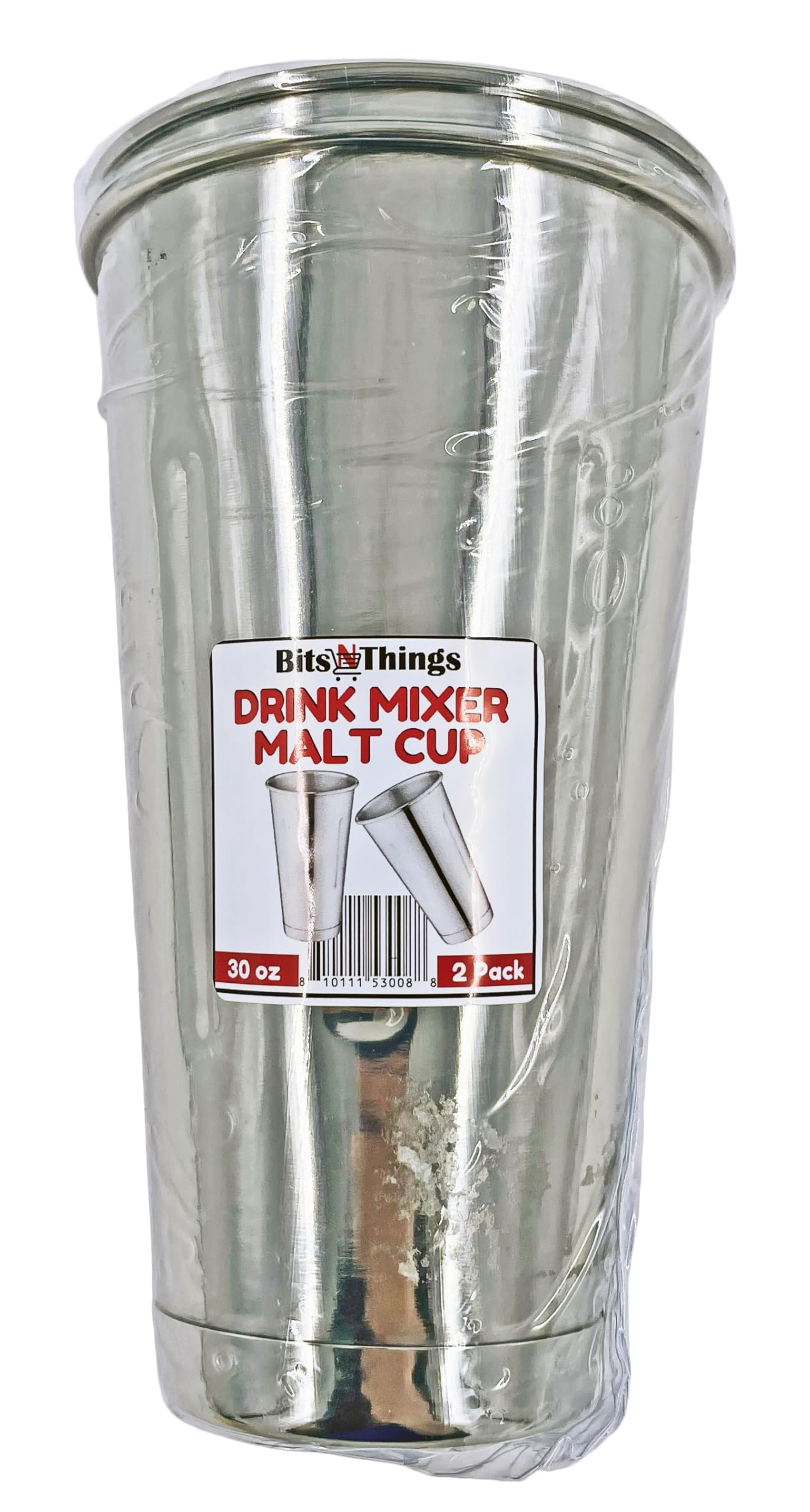 Bits N Things 30 oz. Stainless Steel Malt Cup - Milkshake/Cocktail - Pack of 2