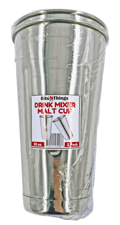 Bits N Things 30 oz. Stainless Steel Malt Cup - Milkshake/Cocktail - Pack of 2