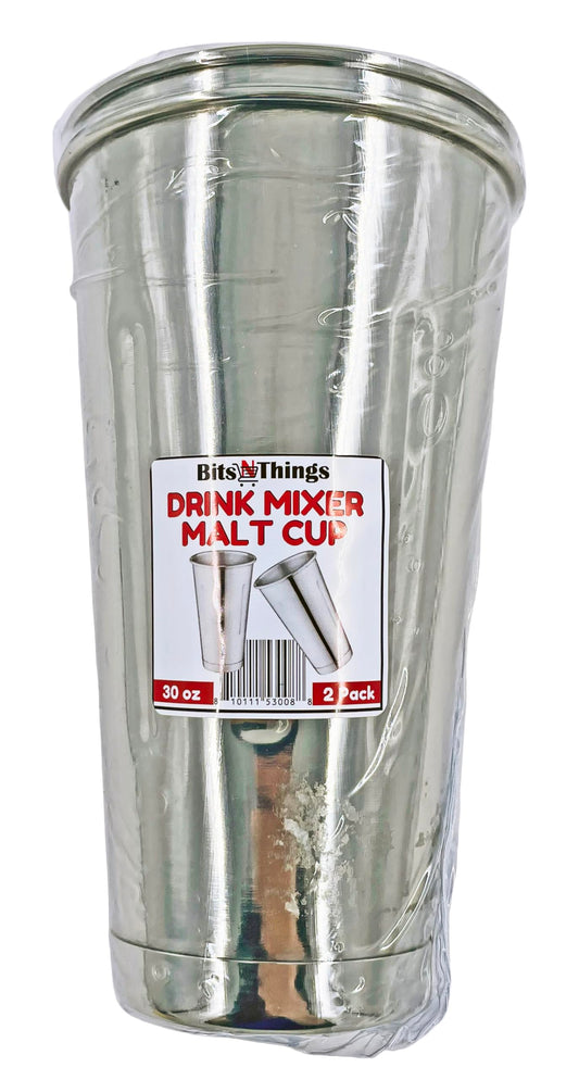 Bits N Things 30 oz. Stainless Steel Malt Cup - Milkshake/Cocktail - Pack of 2