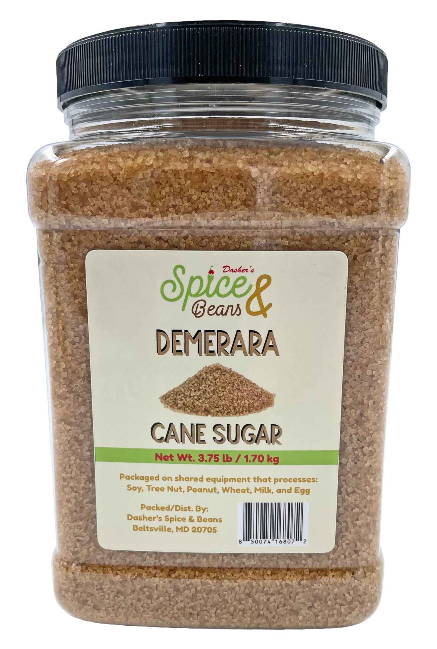 Demerara Cane Sugar | Dasher's Spice & Beans | 2 lb Container