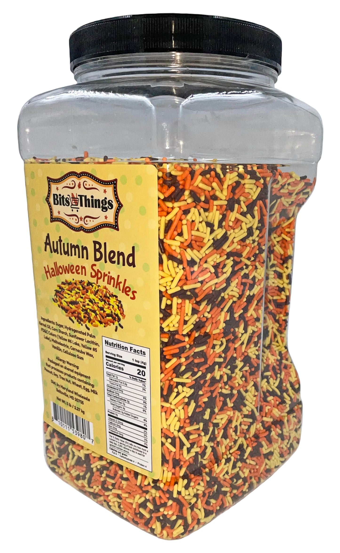 Bits N Things Orange, Yellow & Chocolate Halloween Sprinkles | Autumn Blend | Topping & Decoration | 5 lb. Bulk Container