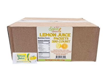 Lemon Juice | 4 Gram Portion Control Packets | Made in America | By Dasher's Spice & Beans | 200 Count