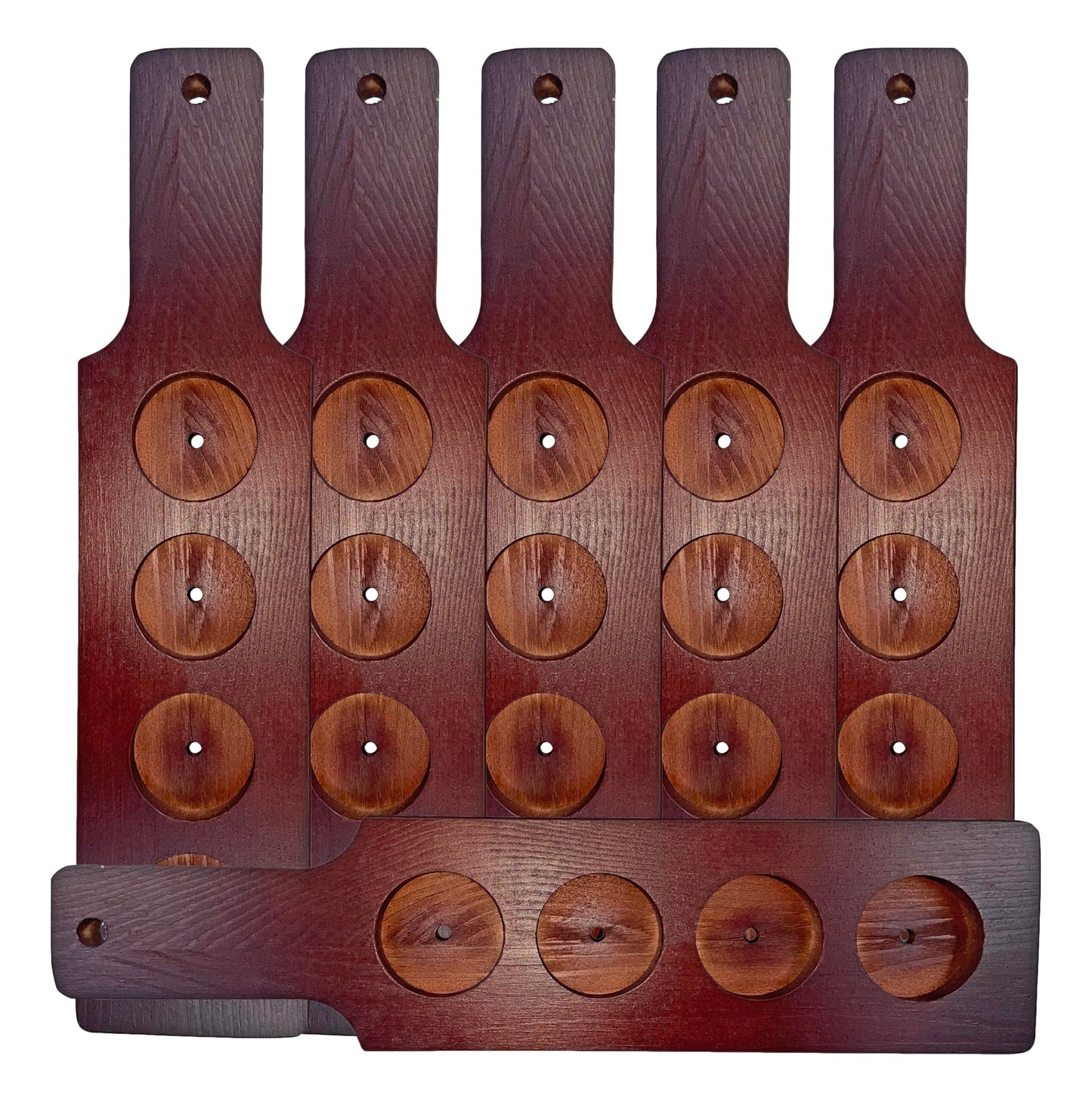 DASHER'S SPICE & BEANS Wood Flight Paddle | 4 Compartment | Wine or Beer Tasting |