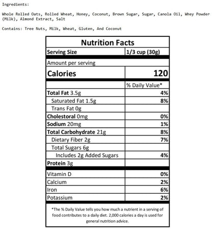 Granola Crisp By Dasher's Spice & Beans | Yogurt & Cereal Enhancer, Dessert Topping | Bulk 10 LB