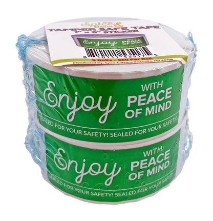 Tamper Safe Tape by Dasher's Spice & Beans | Tamper Evident Sealed for Freshness Labels | Adhesive Green Stickers 1 x 3 inches - 500 Count (Pack of 2/250ct Rolls)