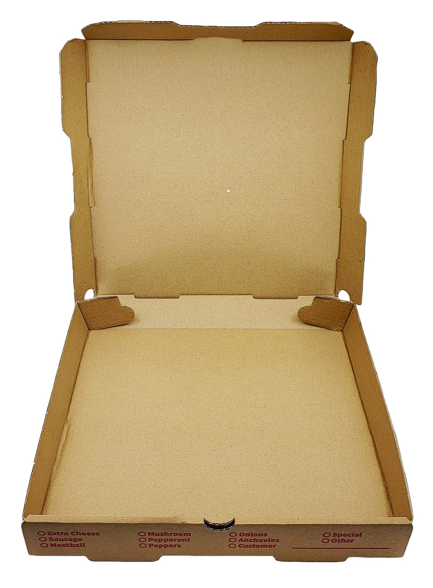 Bits N Things Corrugated B-Flute Pizza Box | 10 Count | (Kraft w/Design, 12" x 12" x 2")