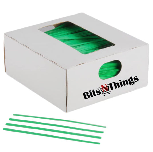Bits N Things Twist Ties for Bags | Bulk 2000 Pack with Dispenser Box | 4" Coated Wire Ties Reusable Bread (Green)