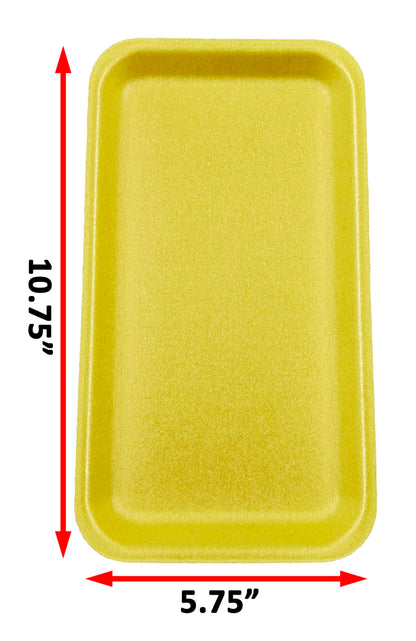 Bits N Things Foam Meat Trays | Disposable Standard Supermarket Meat Poultry Frozen Food Tray | Arts & Crafts | 50 Count (Yellow)
