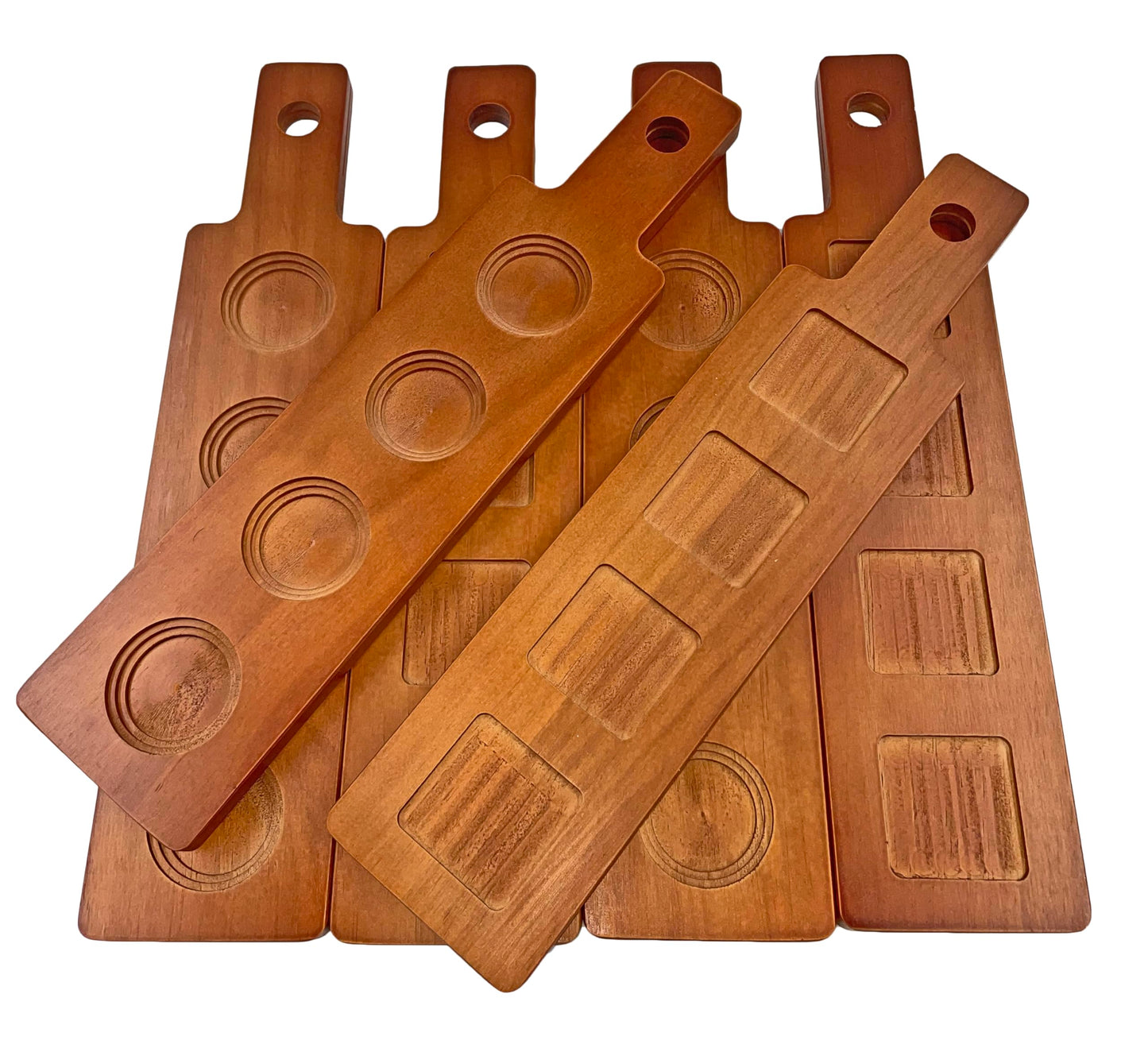 DASHER'S SPICE & BEANS Wood Flight Paddle | 4 Compartment | Wine or Beer Tasting |