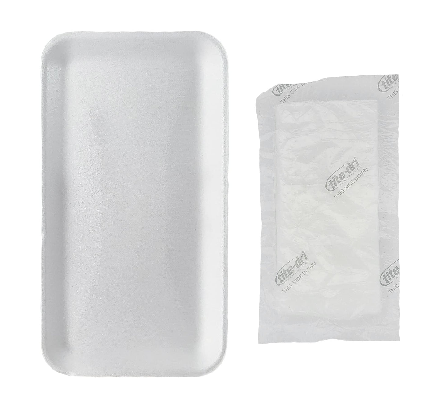 Bits N Things White Foam Trays with Absorbent Pads, Disposable Standard Supermarket Meat Poultry Frozen Food Trays - Pack of 20 (8.25" L x 5.75" W x 0.5" H)